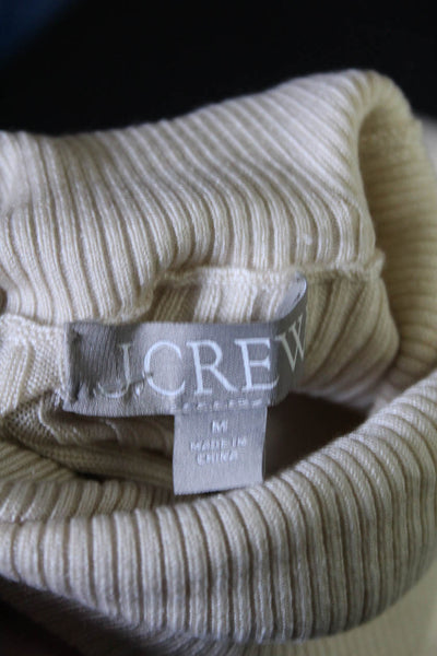 J Crew Womens Long Sleeve Turtleneck Ribbed Knit Sweater Beige Size Medium