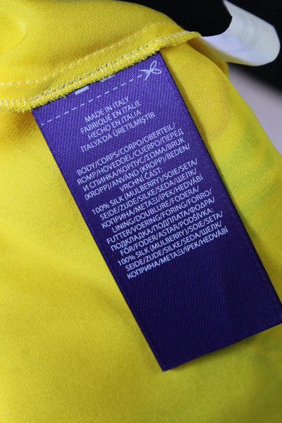 Ralph Lauren Purple Label Womens Side Zip Floral Paisley Silk Skirt Yellow 10