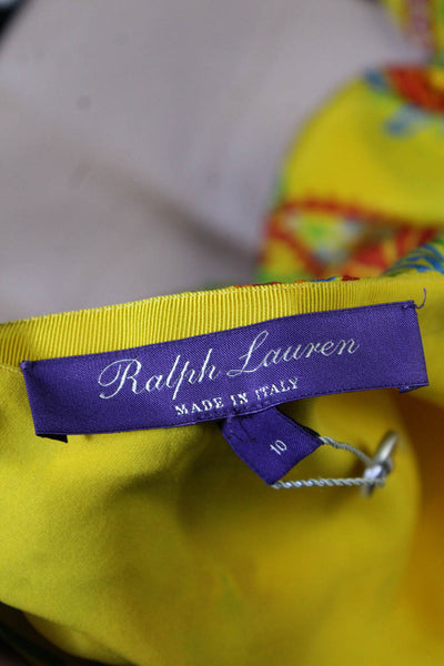 Ralph Lauren Purple Label Womens Side Zip Floral Paisley Silk Skirt Yellow 10