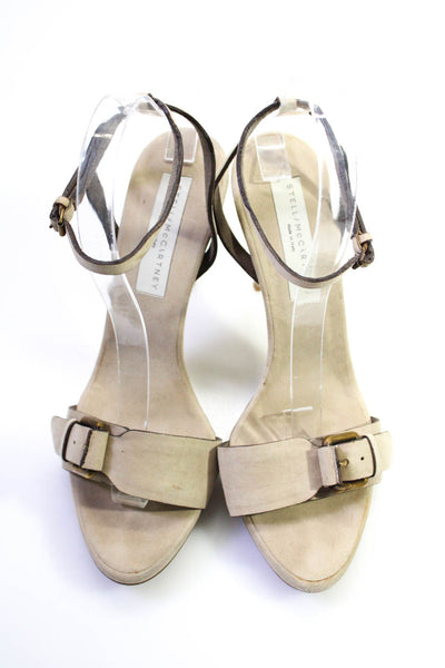 Stella McCartney Womens Buckle Strap Pointed Toe Heels Beige Size 39 8.5