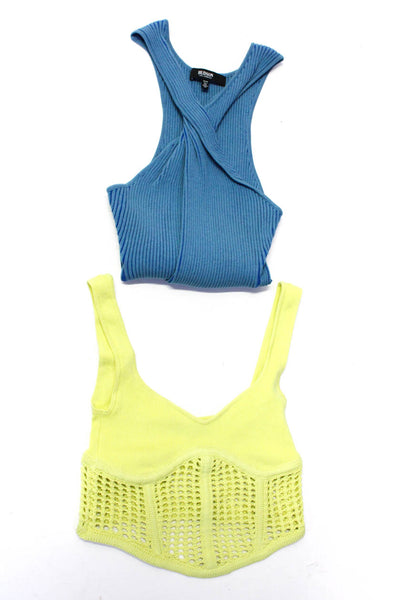 Hours Hudson Womens Cotton Knit Cut Out V-Neck Tank Top Chartreuse Size XS Lot 2