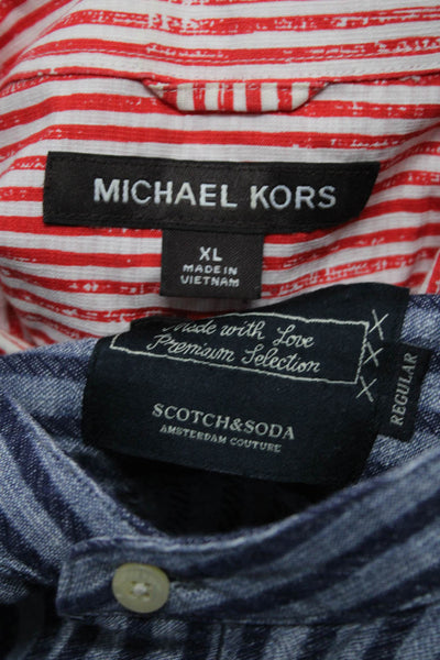 Michael Kors Scotch & Soda Men's Button Down Shirts Blue Red Size XL Lot 2