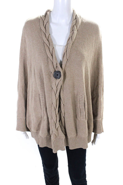 Ugg Women's Cotton Button Front Poncho Sweater Beige Size XS/S