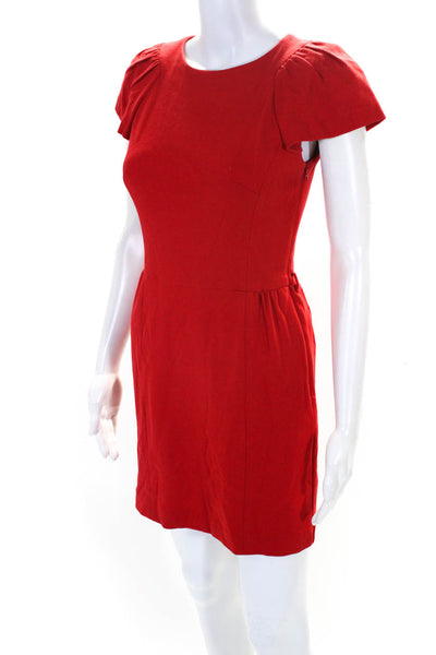 Milly Of New York Women's Short Sleeve Crewneck Sheath Dress Red Size P