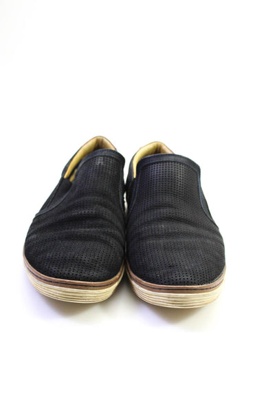Donald J Pliner Mens Slip On Round Toe Perforated Sneakers Black Suede Size 12
