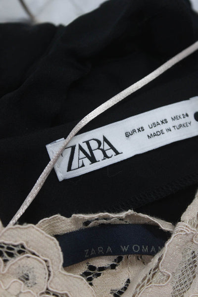 Zara Womens Sheer Lace Crop Top Bra Satin Midi Shift Dress Size XS Medium Lot 2