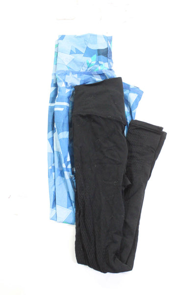 Lululemon Teeki Womens Mesh Geometric Print Leggings Black Blue Size 4 XS Lot 2