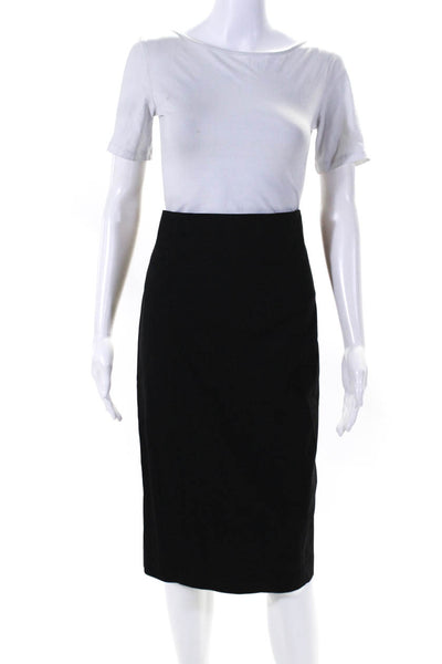 Rena Lange Womens Wool High Rise Zip Up Midi Pencil Skirt Black Size 12