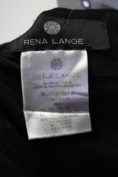 Rena Lange Womens Wool High Rise Zip Up Midi Pencil Skirt Black Size 12