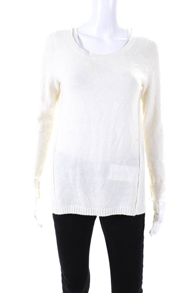 Vince Womens Long Sleeves Pullover Crew Neck Sweater White Size Small