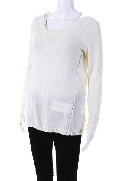 Vince Womens Long Sleeves Pullover Crew Neck Sweater White Size Small