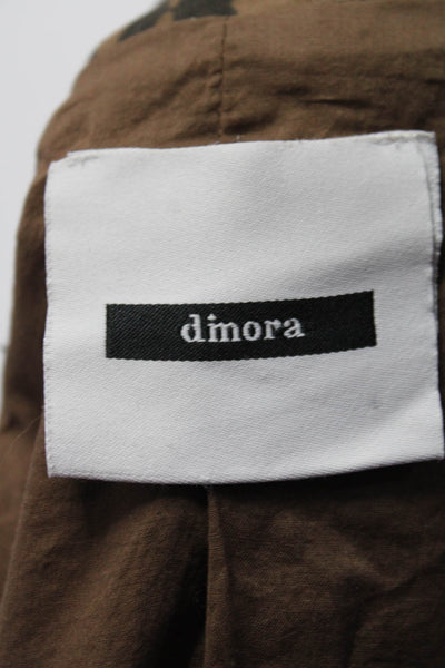 Dmora Womens Animal Print Single Button Blazer Jacket Brown Cotton Size Small