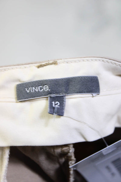 Vince Womens High Rise Flat Front Slim Straight Khaki Chino Pants Tan Size 12