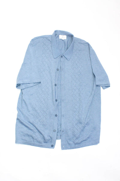 7 Diamonds Men's Short Sleeve Ribbed Knit Button Up Shirt White Size XXL, Lot 2