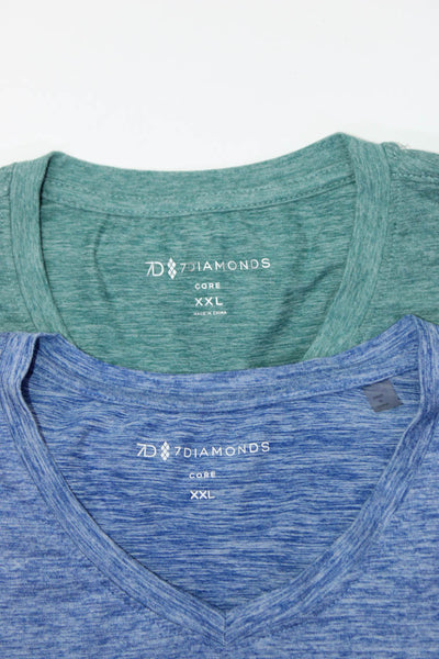 7 Diamonds Men's Short Sleeve V-Neck Activewear T-shirt Blue Size XXL, Lot 2