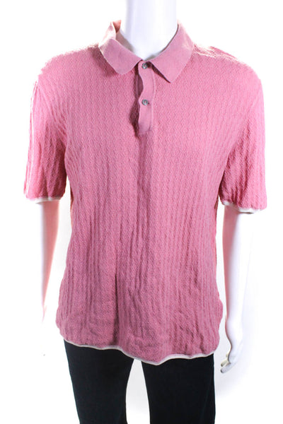 Ted baker Men's Short Sleeve Collared Button Up Polo Shirt Pink Size 6