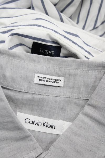 Calvin Klein J Crew Mens Short Sleeve Long Sleeve Button Up Shirt Medium Lot 2