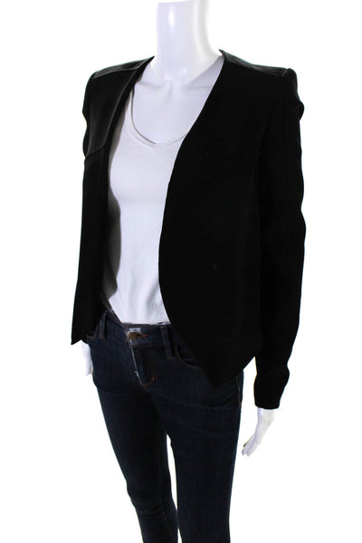 Derek Lam 10 Crosby Women's Long Sleeves Open Front Cropped Blazer Black Size 0
