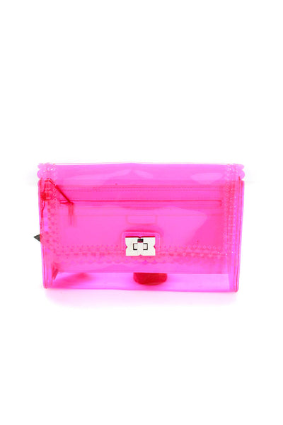 BCBGMAXAZRIA Women's Latch Lock Clutch Handbag Pink Size M