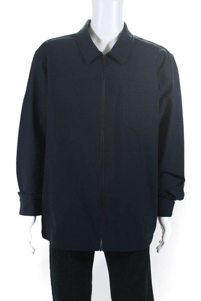 7 Diamonds Men's Collar Long Sleeves Full Zip Pockets Jacket Navy Blue Size XXL