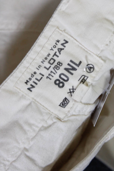 Nili Lotan Womens Cotton Low Rise Straight Leg Chinos Pants Beige Size 0