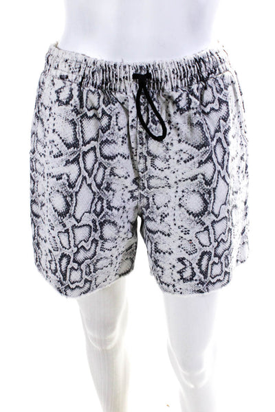 Alexander Wang Womens Denim Snakeskin Printed Drawstring Shorts White Size XS