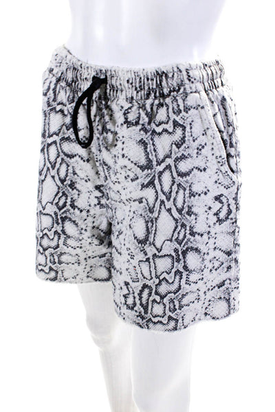 Alexander Wang Womens Denim Snakeskin Printed Drawstring Shorts White Size XS