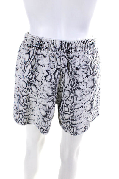 Alexander Wang Womens Denim Snakeskin Printed Drawstring Shorts White Size XS