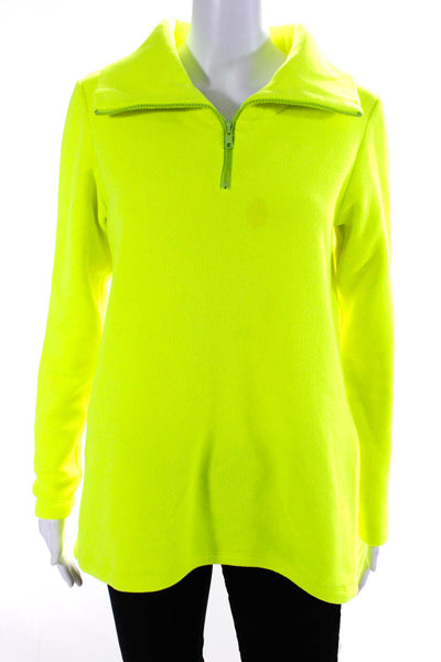 Dudley Stephens Womens Fleece Turtleneck Sweater Neon Green Size Small