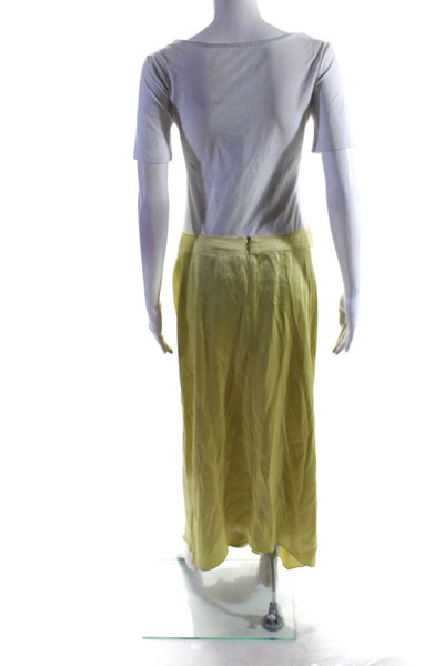 Stella McCartney Womens Back Zip Midi Satin A Line Skirt Yellow Size IT 44
