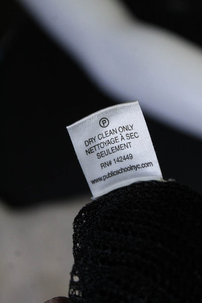 Public School Womens Wool Blend Mesh Panel Short Sleeve Knit Top Black Size XS