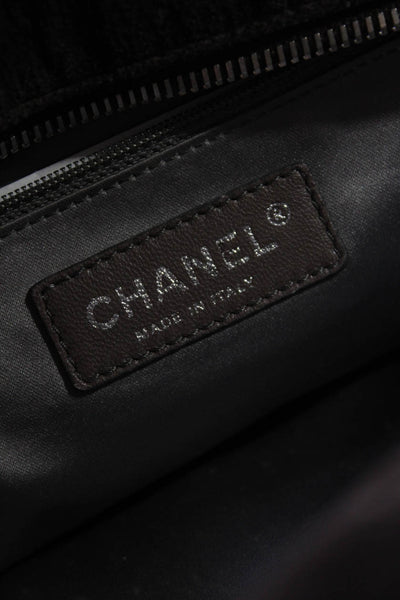 Chanel Womens CC Velvet Quilted Chain Bubble Shoulder Handbag Brown E2300488