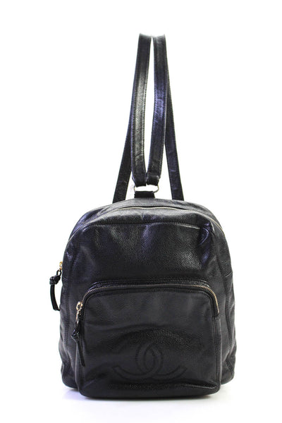 Chanel Womens Pocket Front CC Caviar Leather Backpack Handbag Black E2301730