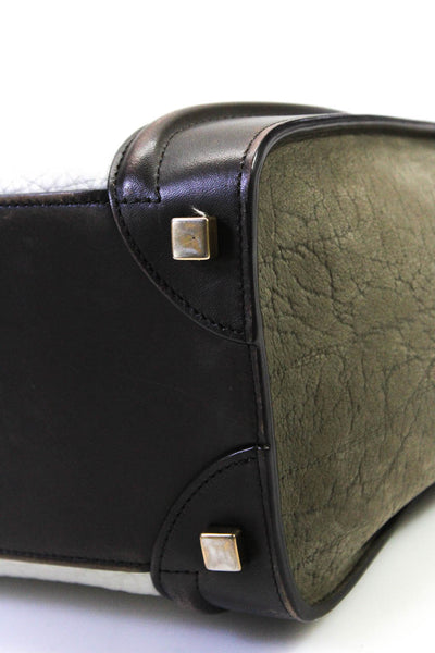 Celine Womens Micro Luggage Satchel Shoulder Handbag Brown White E2301859