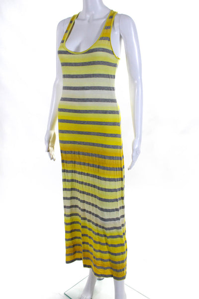 Eight Sixty Womens Striped Jersey Midi Tank Dress Yellow Gray Size Extra Small