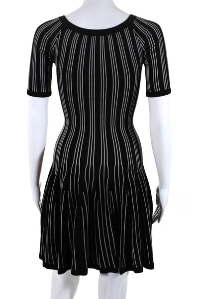 Cushnie Et Ochs Women's Short Sleeve Striped Mini Dress Black White Size XS