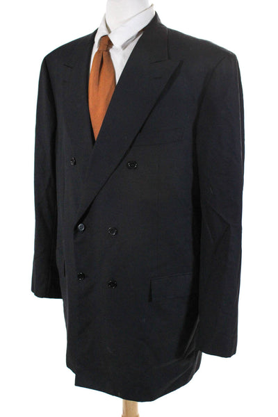 Brioni Mens Wool Darted Button Double Breasted Collared Blazer Black Size EUR50