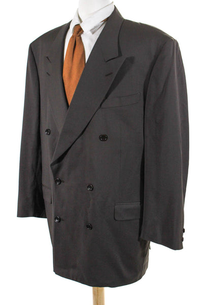 Canali Mens Wool Darted Buttoned Double Breast Collar Blazer Brown Size EUR58
