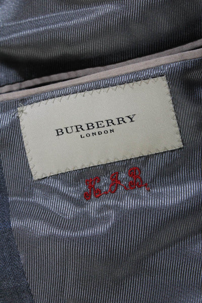 Burberry Mens Wool Striped Buttoned Collared Long Sleeve Blazer Blue Size EUR50
