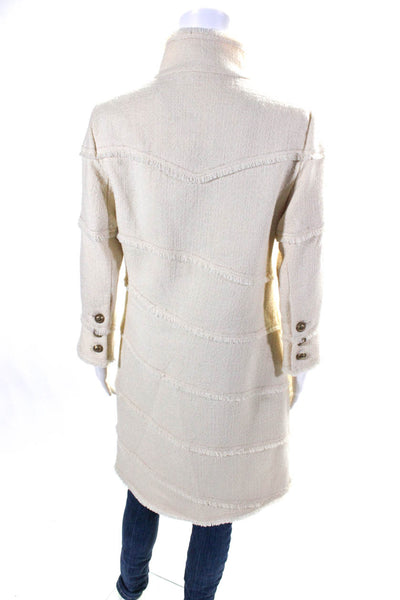 Per Se WOmens Wool Blend High Neck Long Sleeve Longline Jacket Beige Size 6