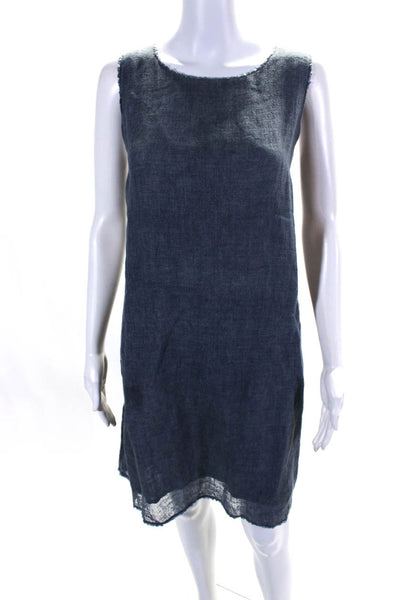 Lafayette 148 New York Womens Linen Round Neck Sleeveless Dress Blue Size S