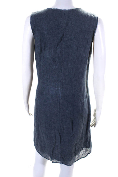 Lafayette 148 New York Womens Linen Round Neck Sleeveless Dress Blue Size S