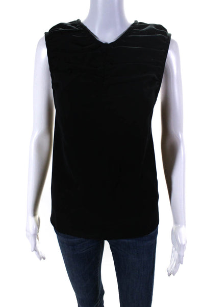 Deveaux Womens Ruched Crew Neck Tank Top Black Size 6