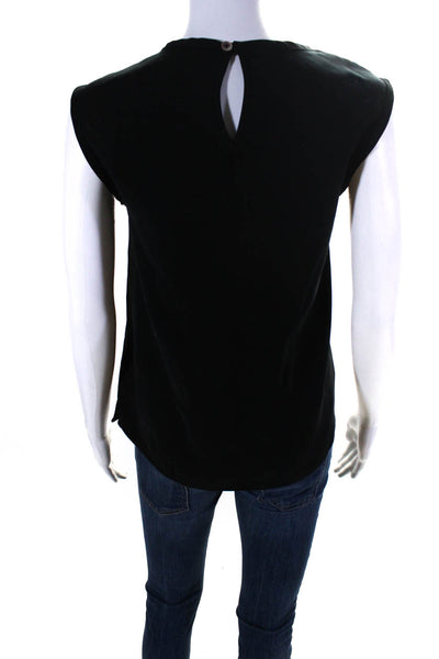 Deveaux Womens Ruched Crew Neck Tank Top Black Size 6