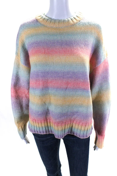 Something Navy Womens Pullover Crew Neck Sweater Multi Colored Cotton Size Small