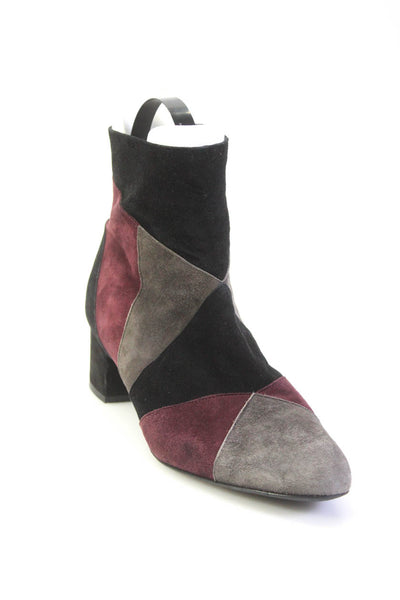 Jennifer Tattanelli Womens Suede Ankle Boots Black Purple Size 39.5 9.5