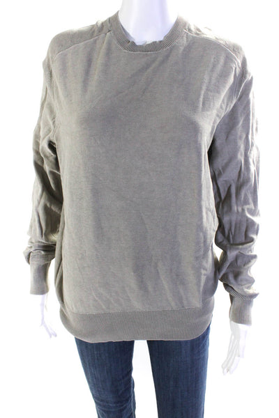 Vince Womens Cotton Tight-Knit Crewneck Long Sleeve Shirt Light Gray Size M