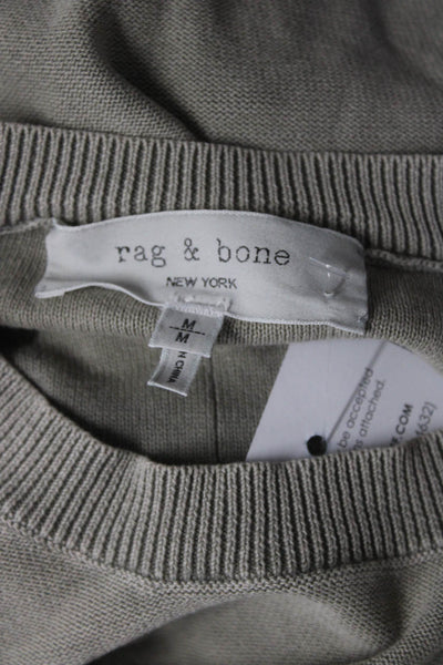 Vince Womens Cotton Tight-Knit Crewneck Long Sleeve Shirt Light Gray Size M