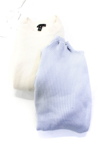 Zara Aqua Womens Puffy Sleeves Sweaters Blue White Size Large Small Lot 2