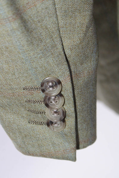 Ermenegildo Zegna Men's Collar Long Sleeves Three Button Plaid Jacket Size 48